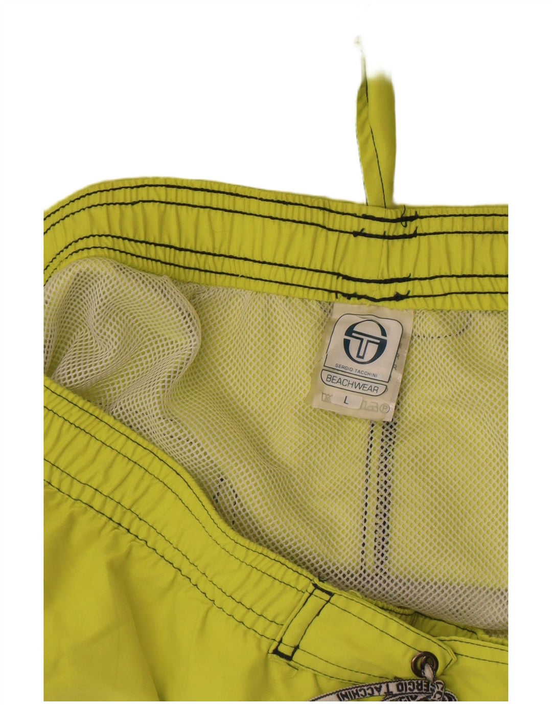 Shorts de natação masculino Sergio Tacchini gráfico grande poliéster listrado verde