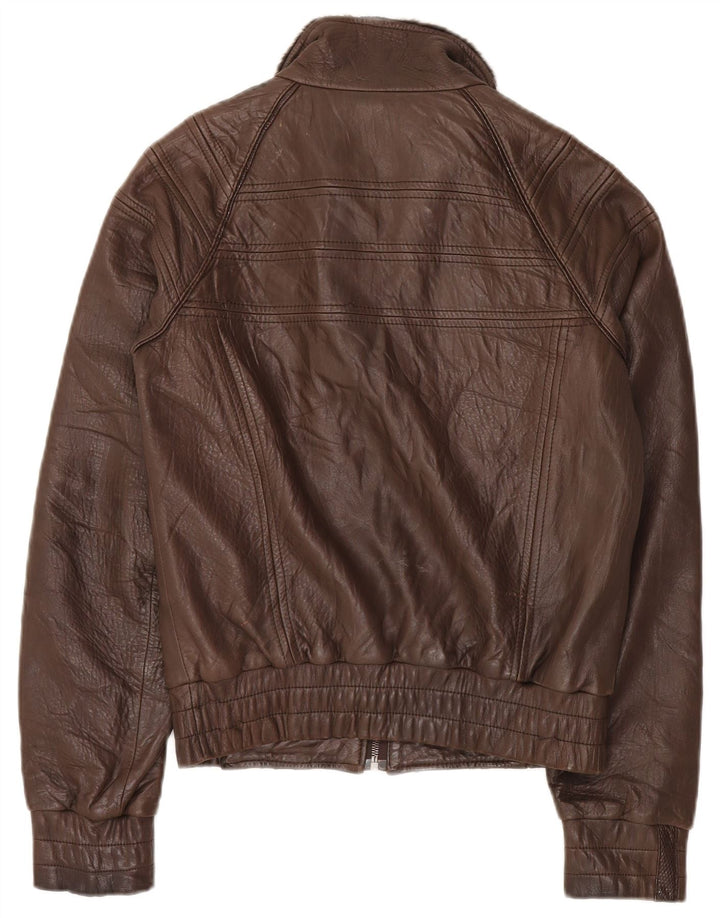 Jaqueta de couro feminina VINTAGE UK 14 marrom médio Argyle/couro diamante