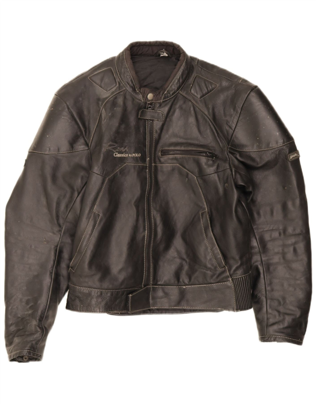 Jaqueta POLO feminina de couro Racer UK 14 couro preto médio