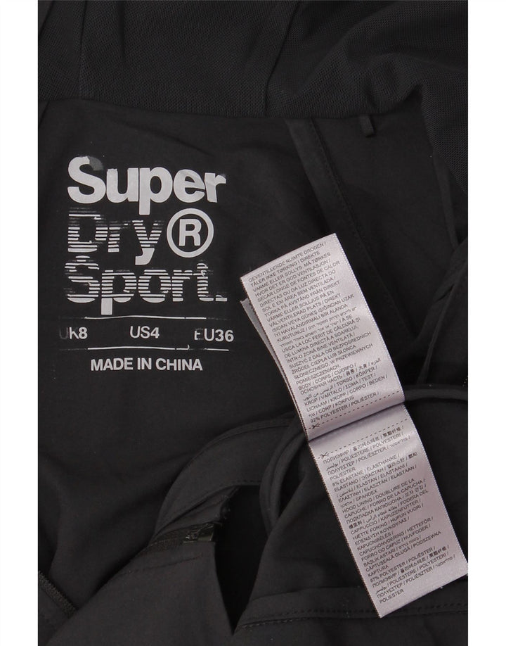 Jaqueta corta-vento com capuz feminina Superdry UK 8 poliéster preto pequeno