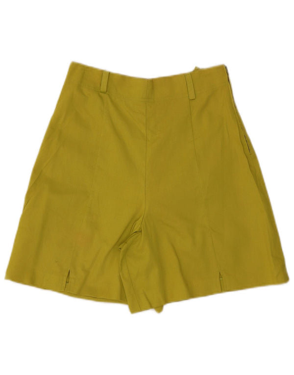 Shorts casuais femininos vintage de cintura alta IT 42 médio W26 algodão amarelo