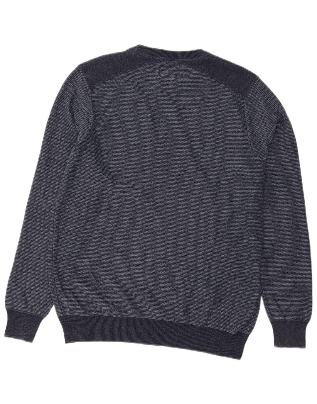 Suéter masculino Marks & Spencer com gola redonda listrado azul marinho médio