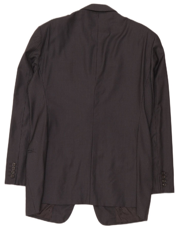 Jaqueta blazer masculina Armani Collezioni com 2 botões IT 52 grande lã listrada cinza