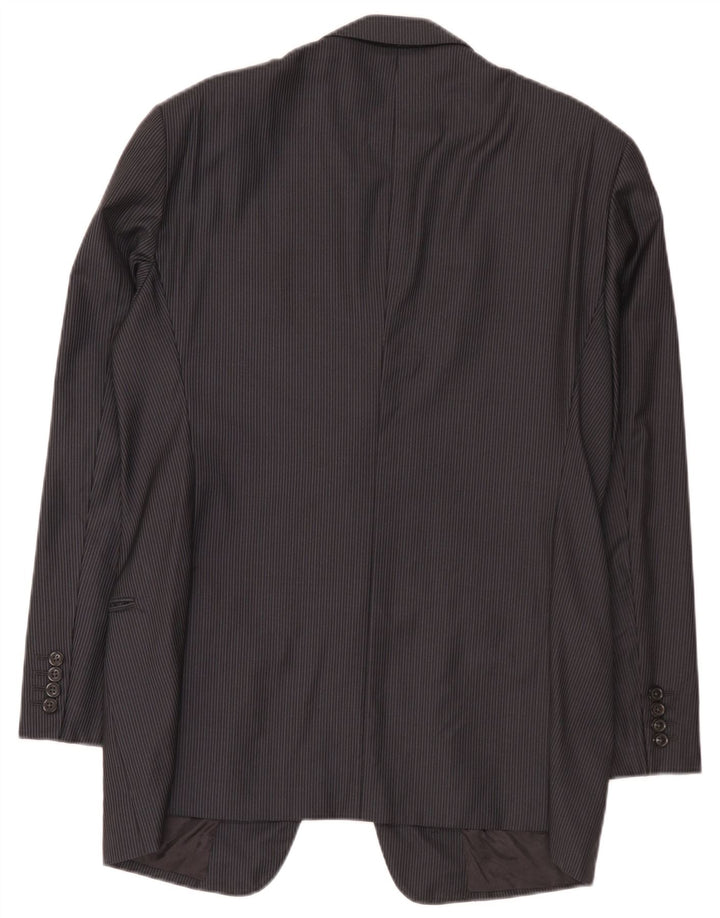 Jaqueta blazer masculina Armani Collezioni com 2 botões IT 52 grande lã listrada cinza
