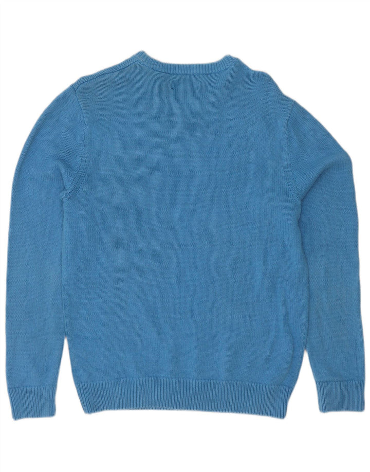 Suéter masculino Chaps com gola canoa e algodão azul pequeno