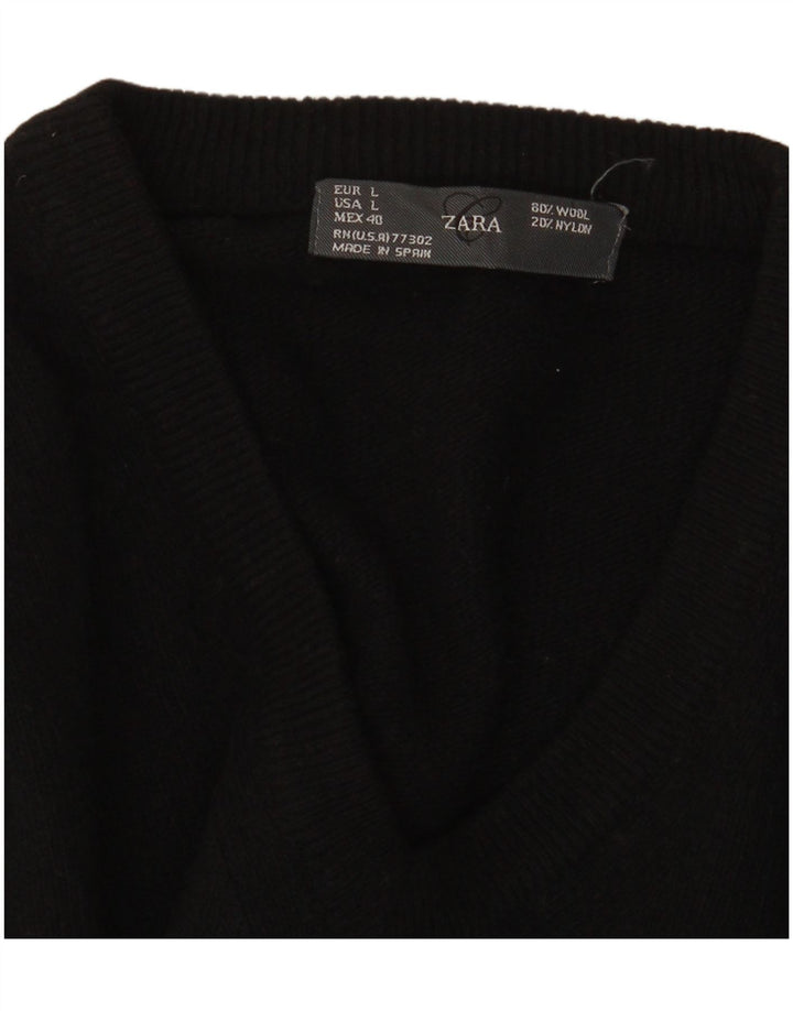 Suéter masculino Zara com decote em V grande lã preta