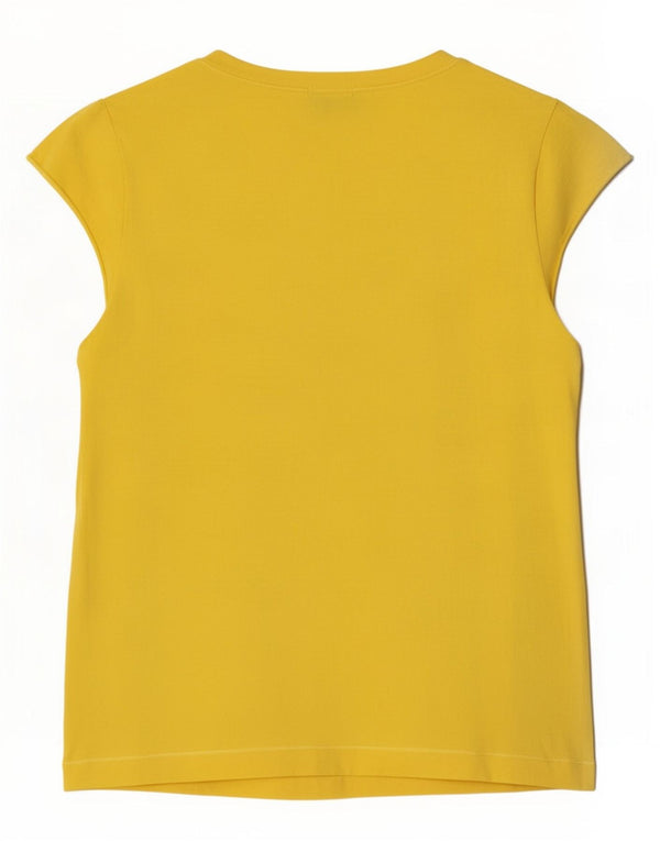 Camiseta feminina Liu Jo com estampa gráfica UK 14 grande algodão amarelo