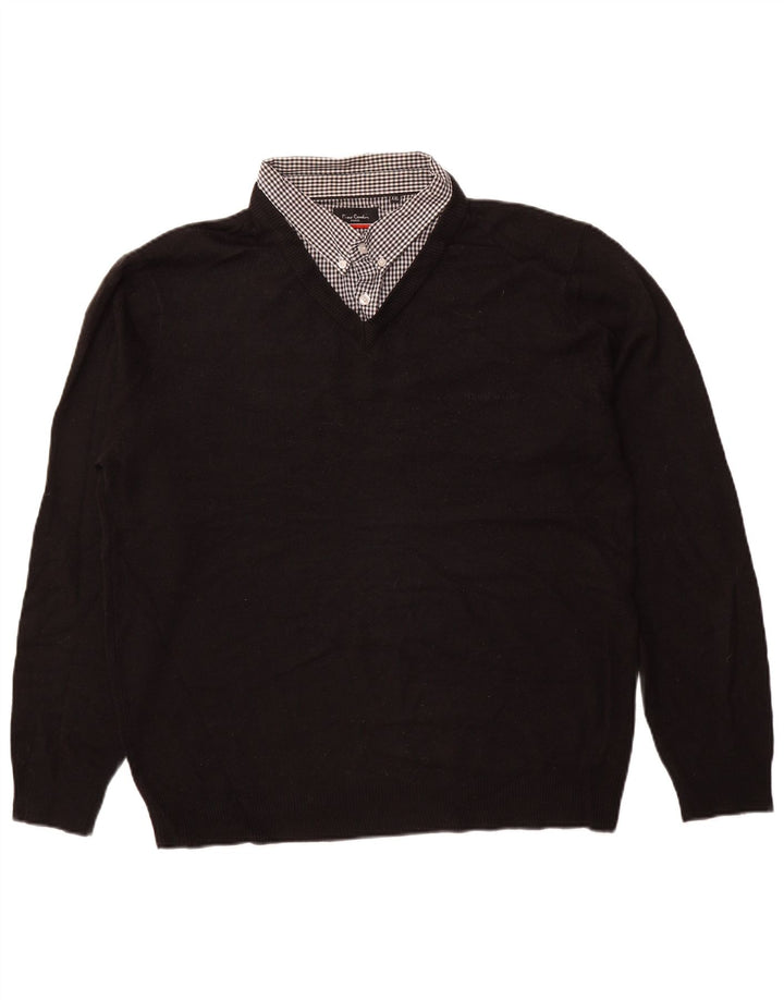 PIERRE CARDIN Suéter masculino com decote em V 2XL acrílico preto