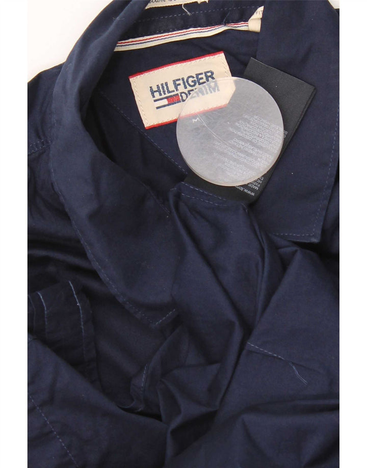 Camisa masculina de manga curta Tommy Hilfiger algodão azul marinho médio