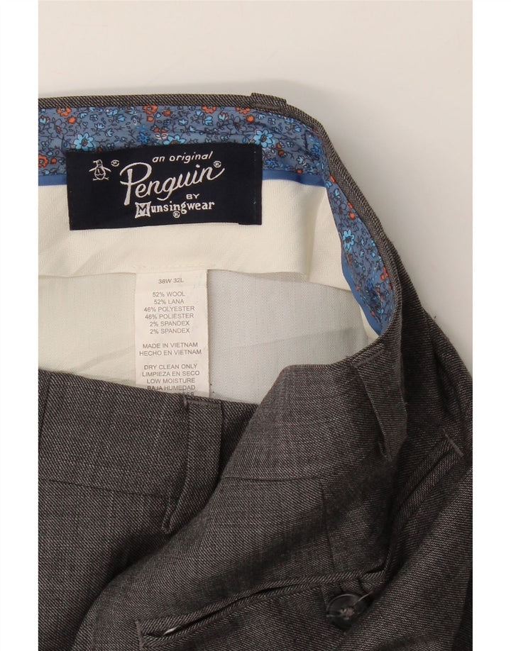 PENGUIN Mens Slim Suit Trousers W38 L32 Grey Wool Vintage Penguin and Second-Hand Penguin from Messina Hembry 
