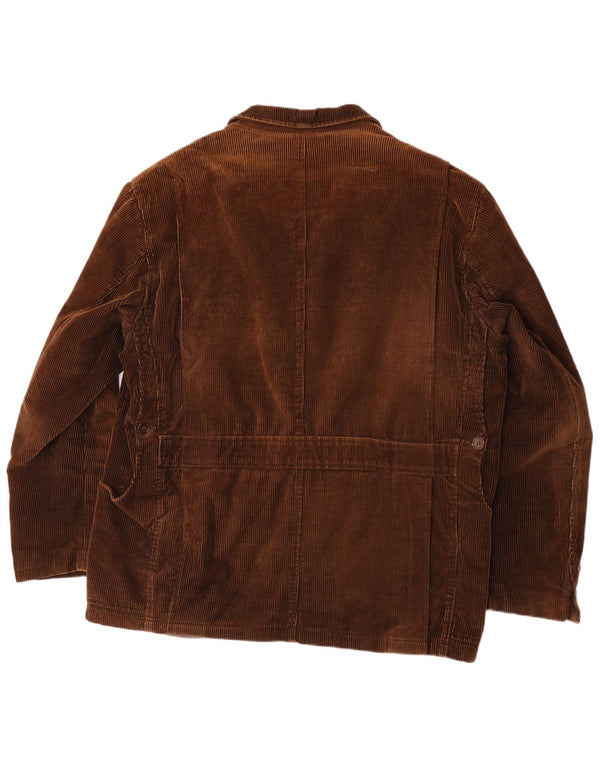 Jaqueta blazer de veludo cotelê masculina vintage com 3 botões IT 54 2XL algodão marrom