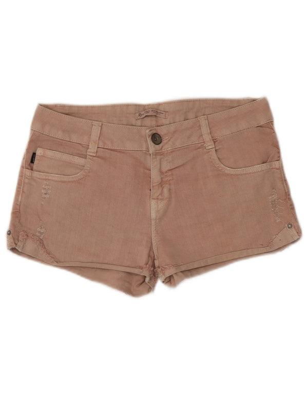 Zara Womens Trafaluc Denim Shorts EU 38 Pequeno W28 Algodão Rosa
