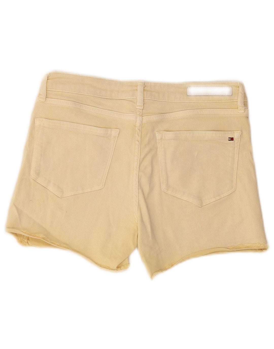 Shorts jeans feminino Tommy Hilfiger desgastado W28 algodão amarelo médio