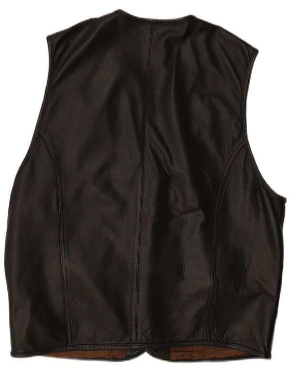 Colete de couro masculino vintage UK 40 grande couro preto