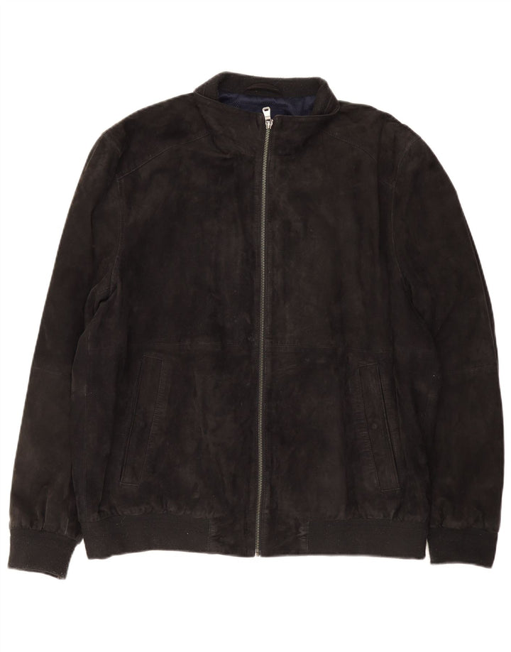 Jaqueta bomber masculina de camurça Christian Berg Reino Unido 38 camurça azul marinho médio