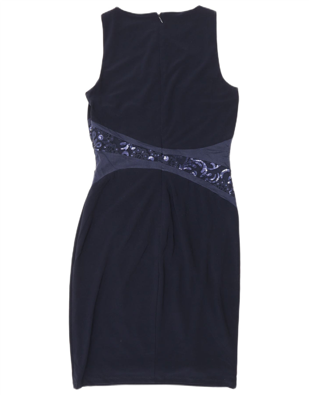 RALPH LAUREN Vestido feminino sem mangas com bainha US 4 pequeno azul marinho poliéster