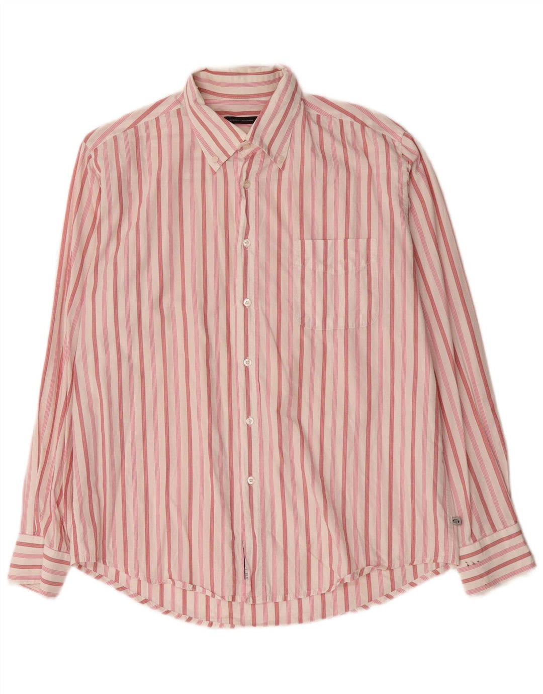Camisa masculina Sergio Tacchini grande algodão listrado rosa