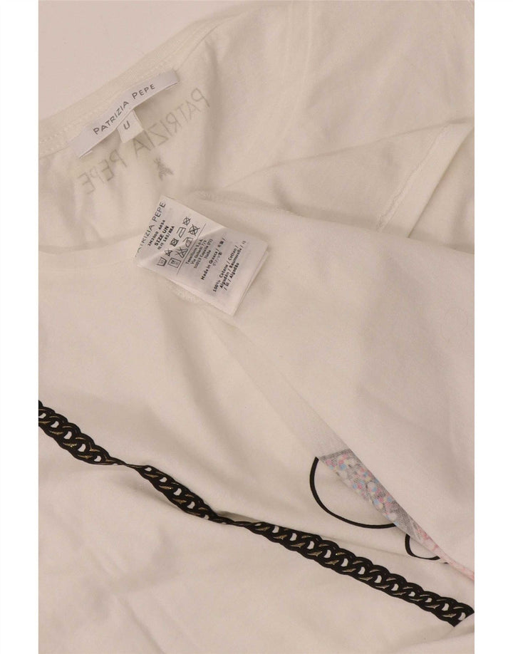 Patrizia Pepe Colete feminino gráfico top tamanho único algodão branco
