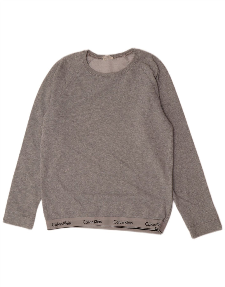 Calvin Klein moletom gráfico masculino jumper médio cinza algodão manchado