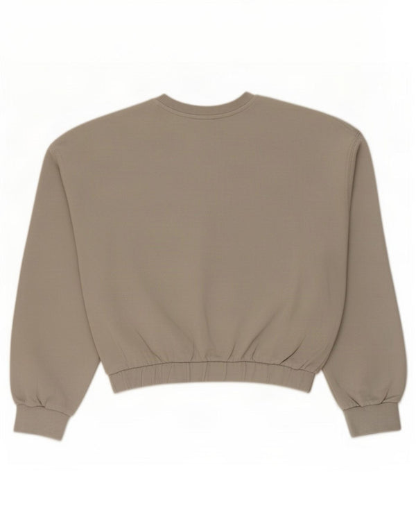 Zara Womens Crop Sweatshirt Jumper Reino Unido 16 Grande Algodão Cinza