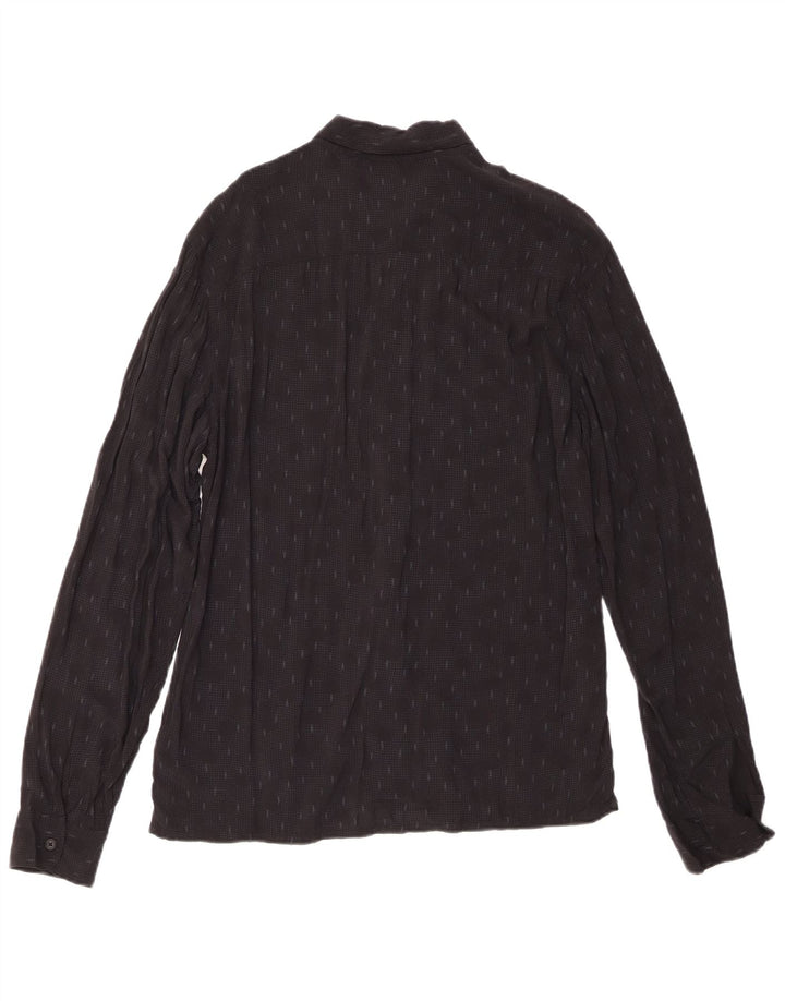Camisa masculina All Saints viscose geométrica preta média