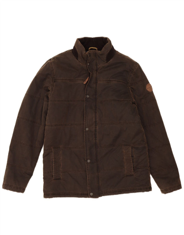 Jaqueta acolchoada masculina Weird Fish UK 38 poliéster marrom médio