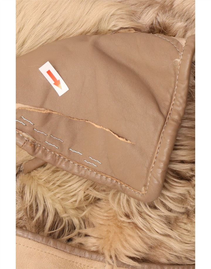 Casaco feminino vintage de shearling UK 14 Shearling marrom médio