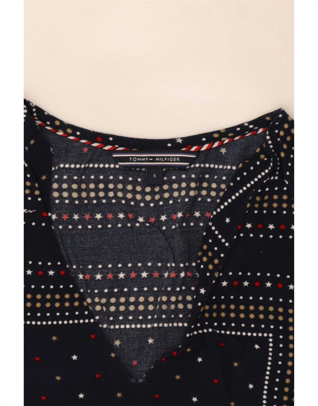 Blusa feminina Tommy Hilfiger EUA 6 médio azul marinho manchado