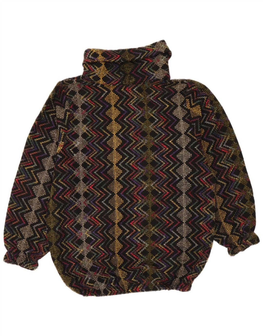 Suéter feminino vintage com gola redonda UK 20 2XL retrô multicolorido