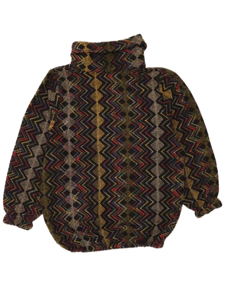 Suéter feminino vintage com gola redonda UK 20 2XL retrô multicolorido