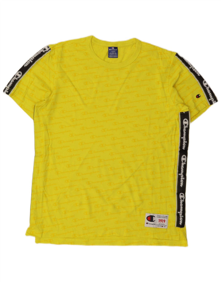 Camiseta gráfica masculina CHAMPION Top grande de algodão colorido amarelo
