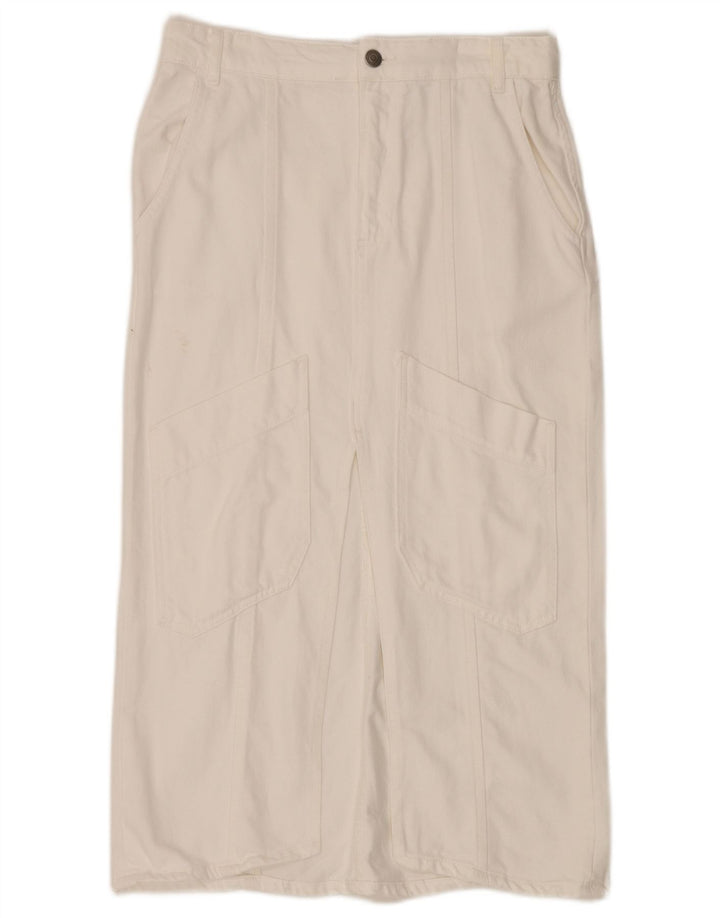 Saia jeans feminina Zara Midi médio W30 algodão branco