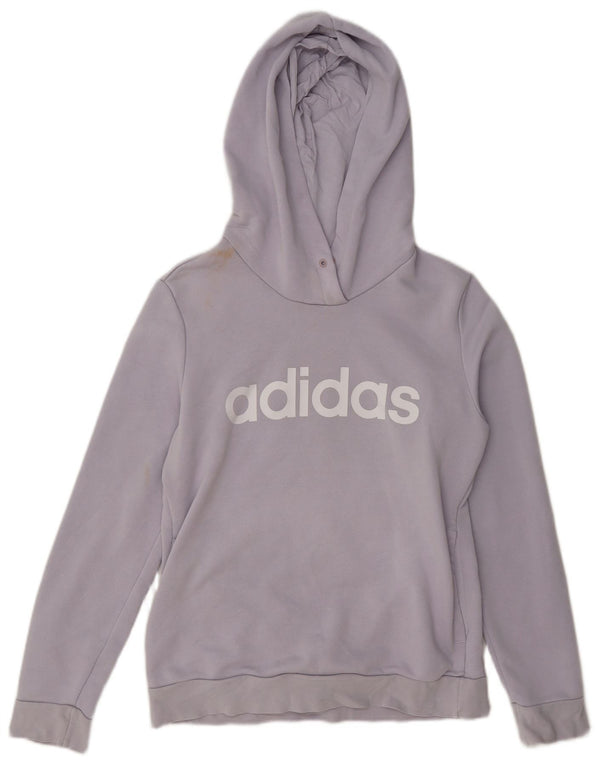 Adidas Womens Graphic Hoodie Jumper UK 8/10 Pequeno Roxo Algodão