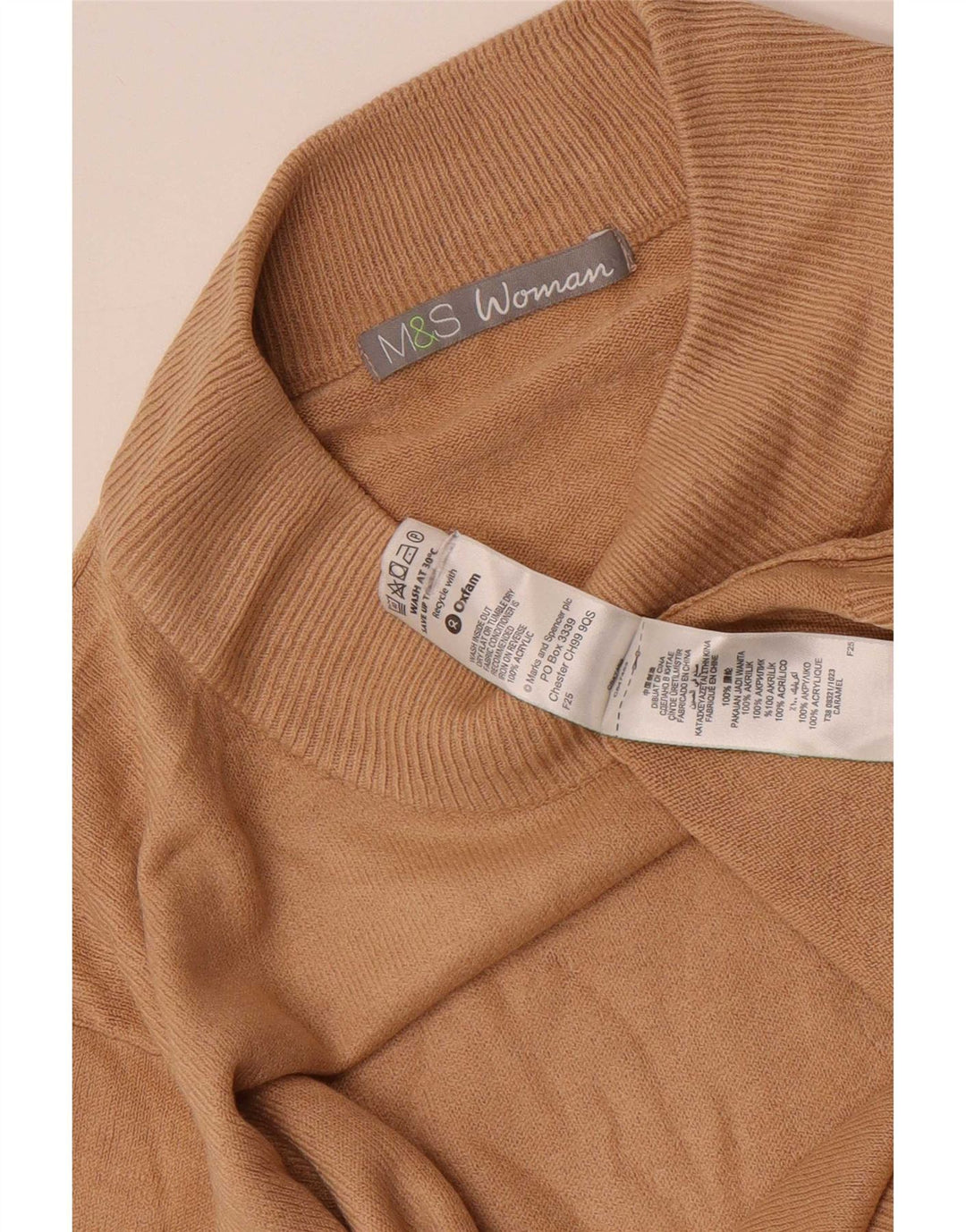 Suéter feminino Marks & Spencer com gola tartaruga Reino Unido 16 grande marrom