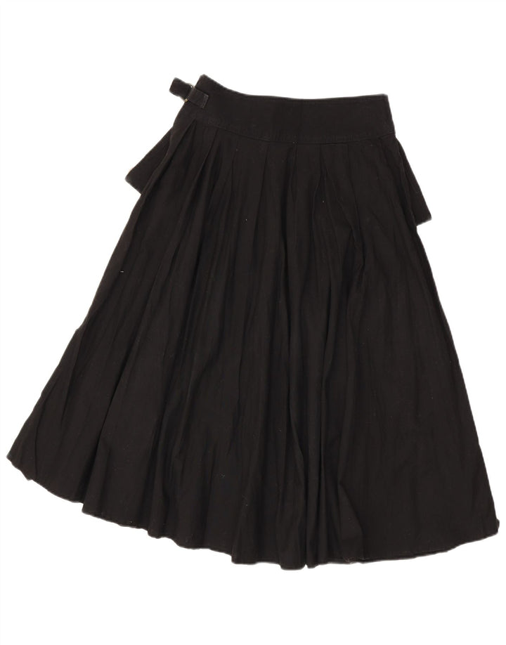 Saia larga feminina vintage pequena W26 algodão preto