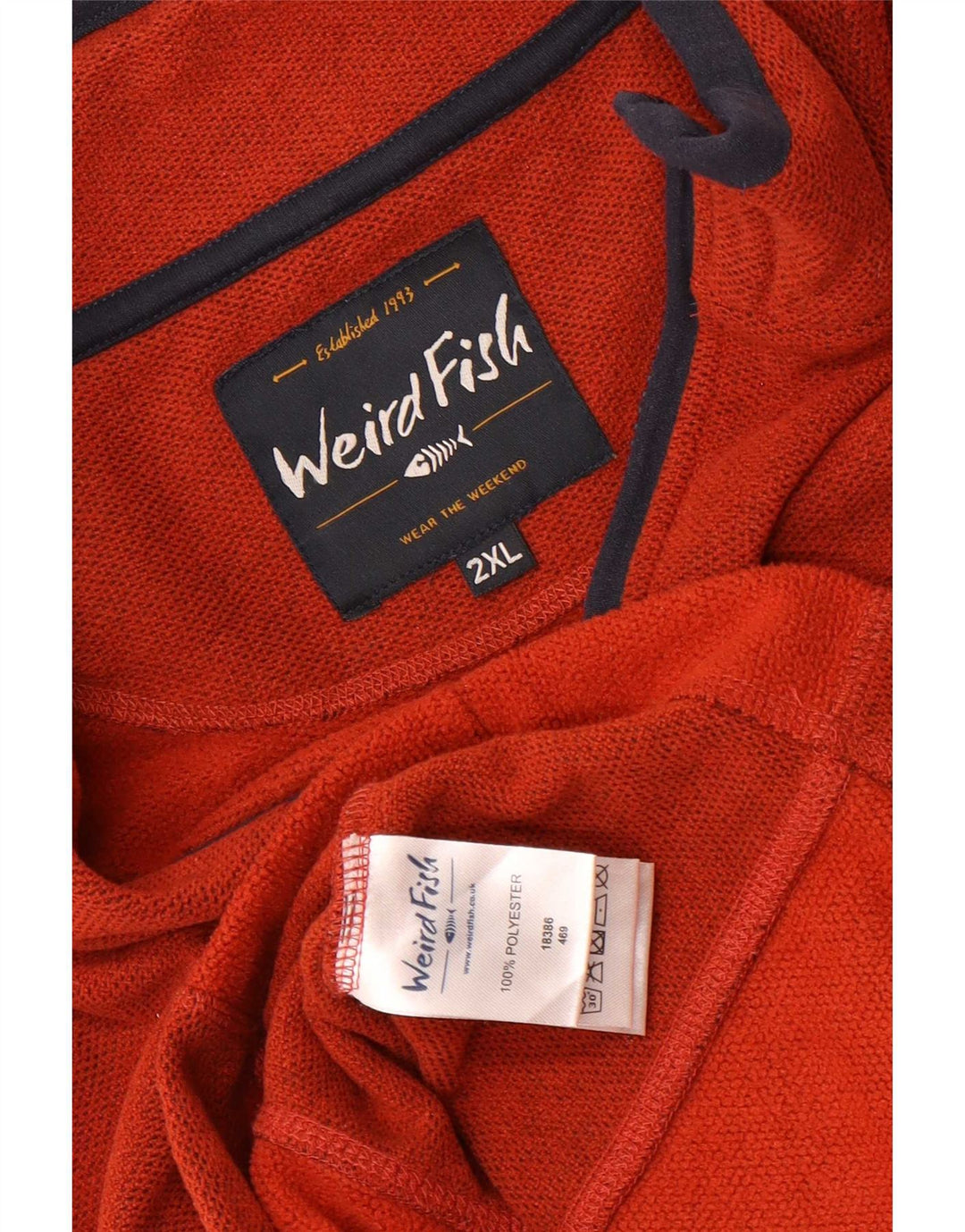 Weird Fish Masculino Zip Neck Fleece Jumper 2XL Marrom Colourblock Poliéster