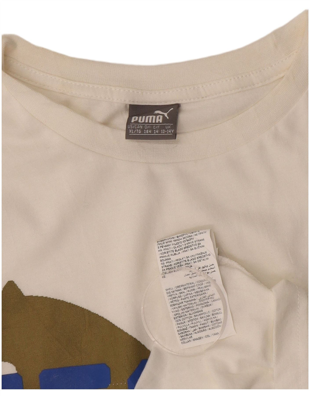 Camiseta PUMA Meninos Graphic 13-14 Anos Algodão Branco