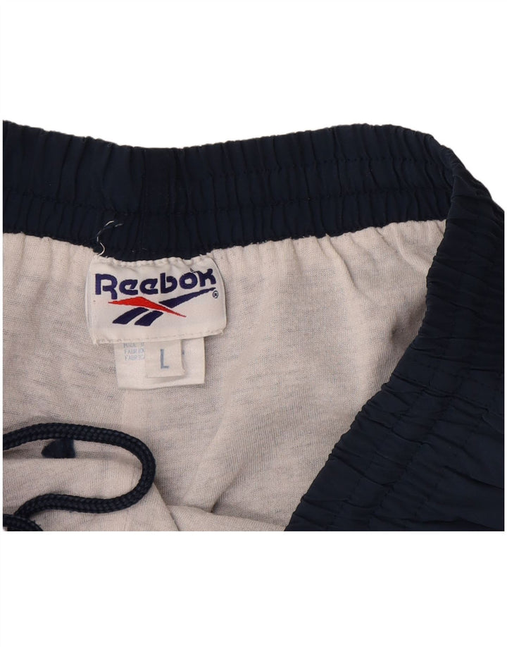 Shorts esportivos masculinos Reebok grande nylon azul marinho