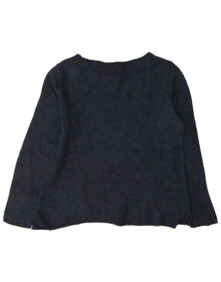 Suéter feminino White Stuff com gola canoa Reino Unido 12 viscose azul marinho médio
