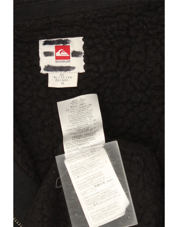 Suéter masculino com capuz e zíper gráfico QUIKSILVER XL algodão preto