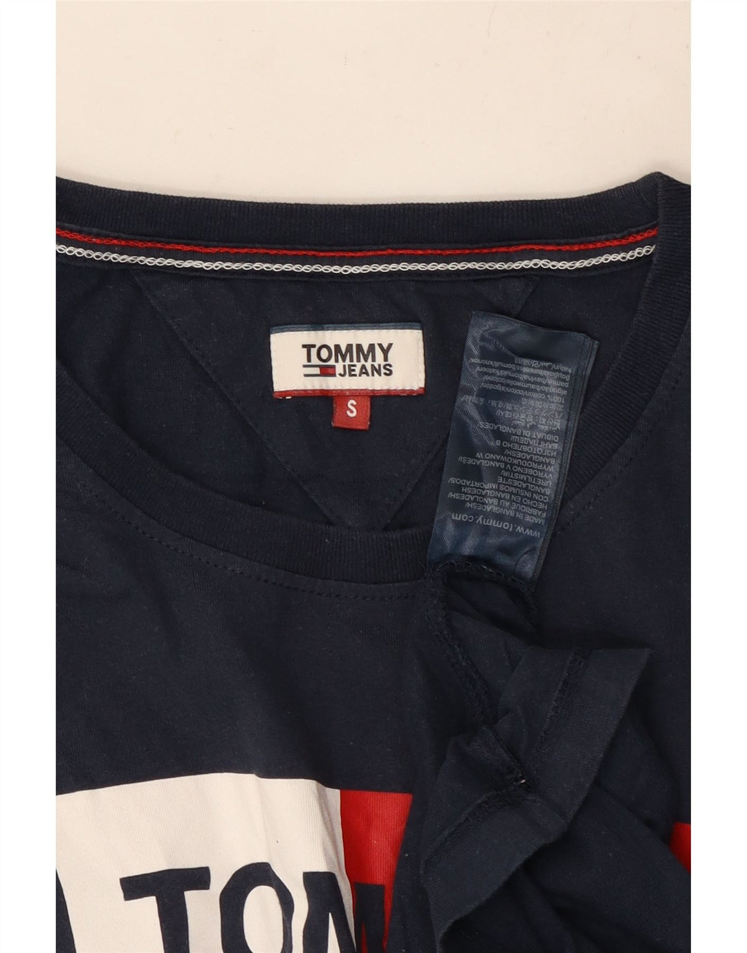 Camiseta feminina TOMMY HILFIGER com estampa grande grande Reino Unido 10 pequena azul marinho