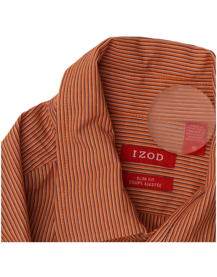 Camisa masculina slim fit IZOD algodão listrado laranja médio