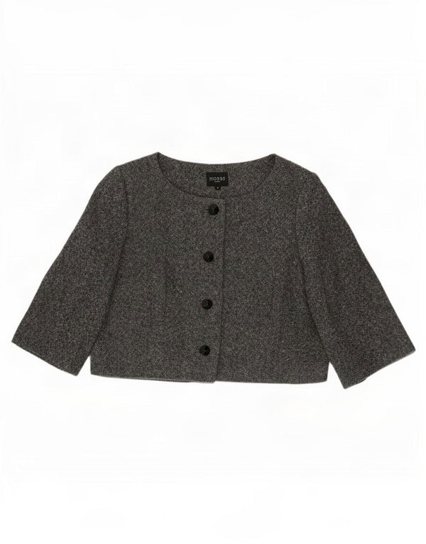 Jaqueta Bolero feminina Hobbs manga 3/4 Reino Unido 16 grande lã cinza