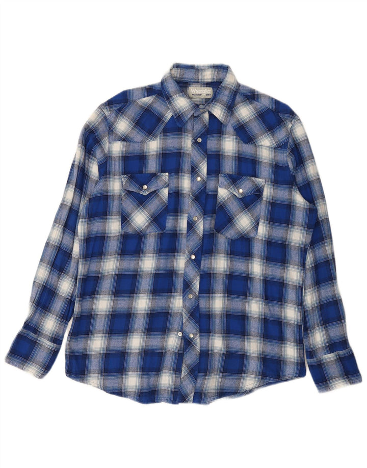 Camisa masculina de flanela Wrangler grande xadrez azul