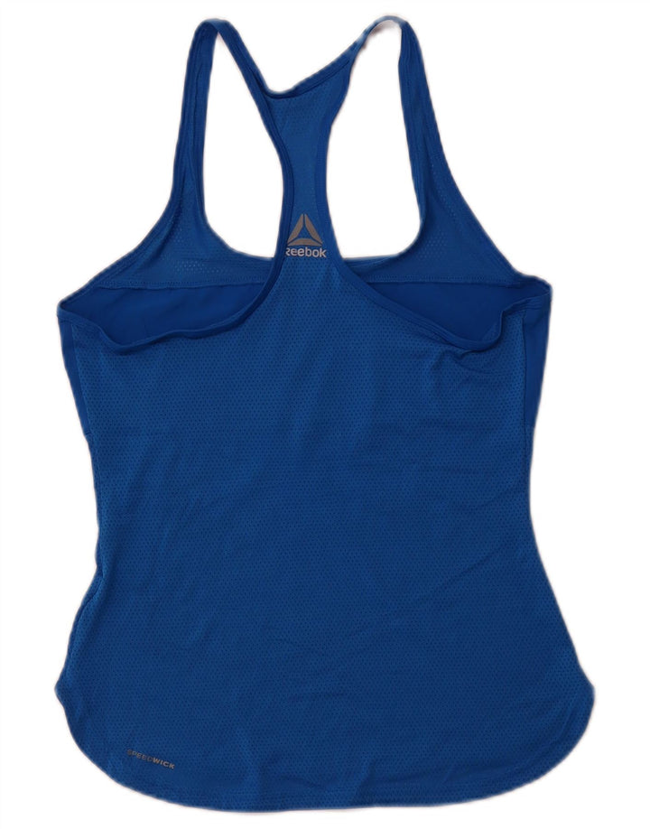 REEBOK Womens Graphic Vest Top UK 8/10 Pequeno Azul Esportes