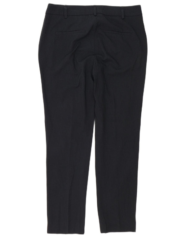 Zara Calça Chino Feminina Slim UE 38 Pequeno W28 L28 Riscas Azul Marinho