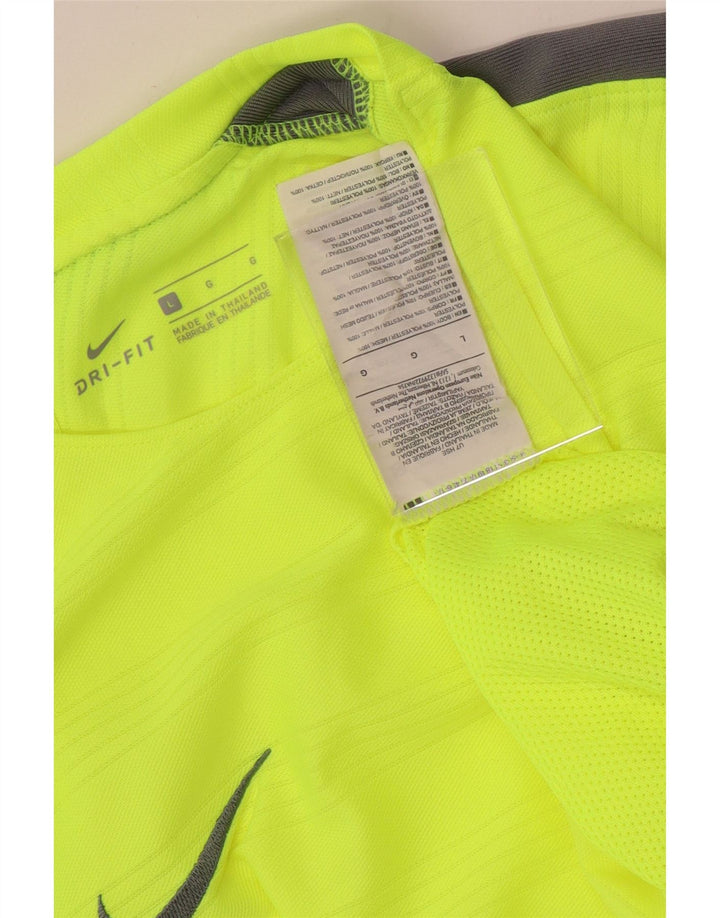 Camiseta masculina Nike Dri Fit Top grande verde colorblock poliéster
