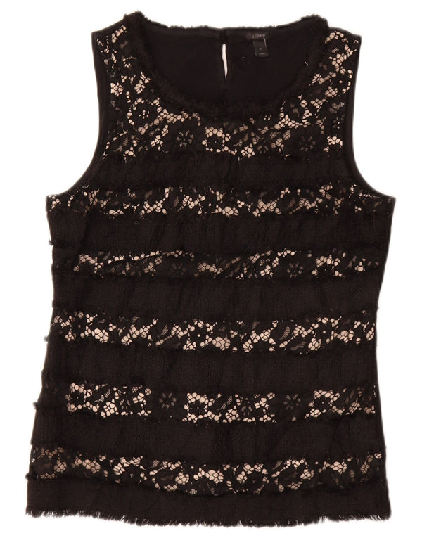 Blusa feminina sem mangas J. CREW UK 10 pequena viscose floral preta