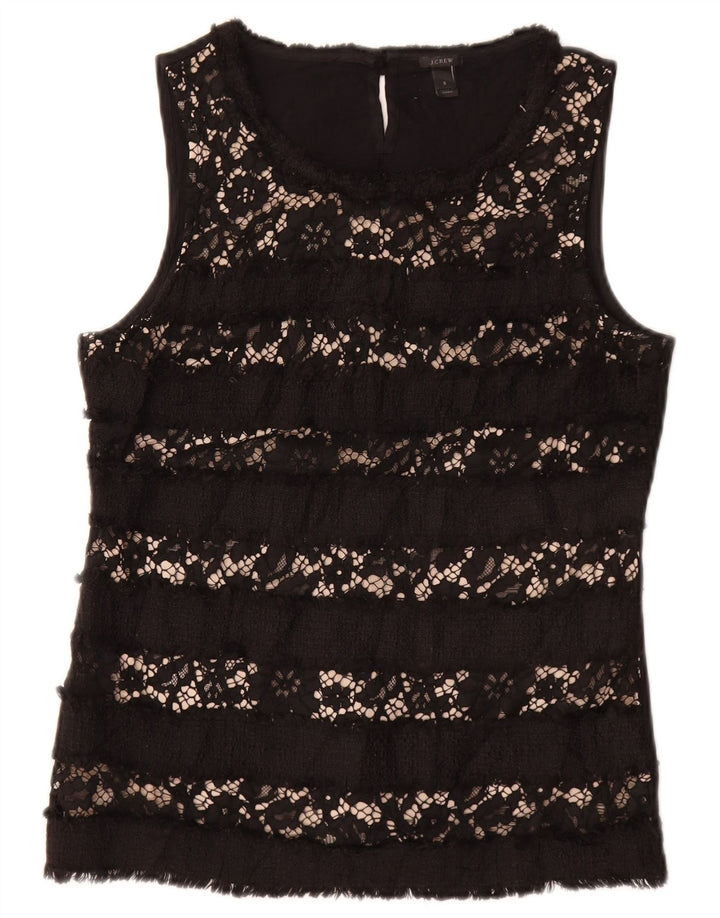 Blusa feminina sem mangas J. CREW UK 10 pequena viscose floral preta