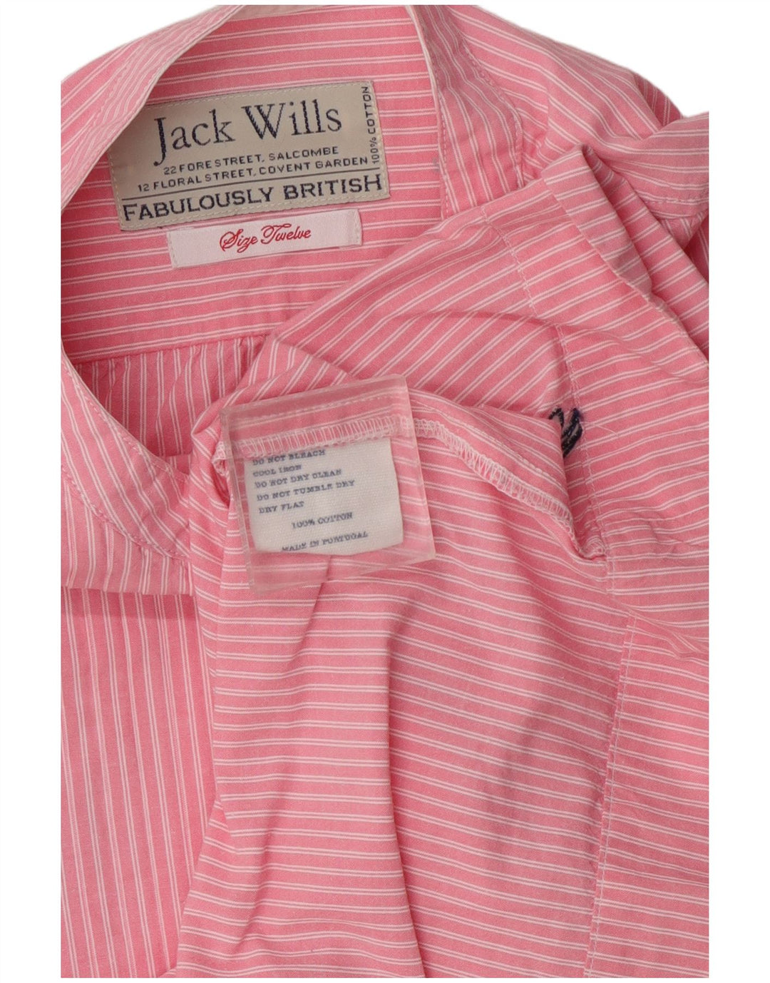Pulôver feminino de manga curta Jack Wills Reino Unido 12 listrado rosa médio